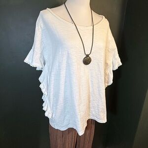 Cotton Bleu White Flowy Boho Top